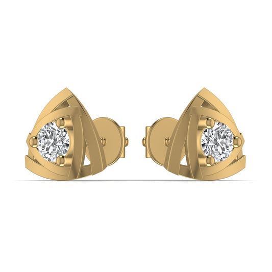 Triangle Gold Diamond Stud Earring
