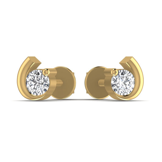 Solitaire Diamond Gold Stud Earring