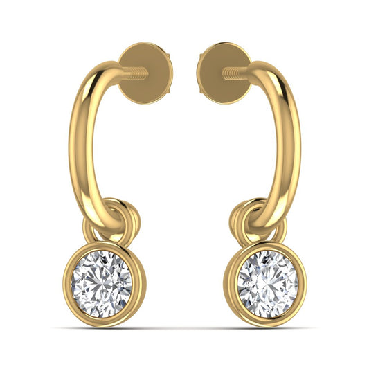 Solitaire Diamond C-Hoop Earring
