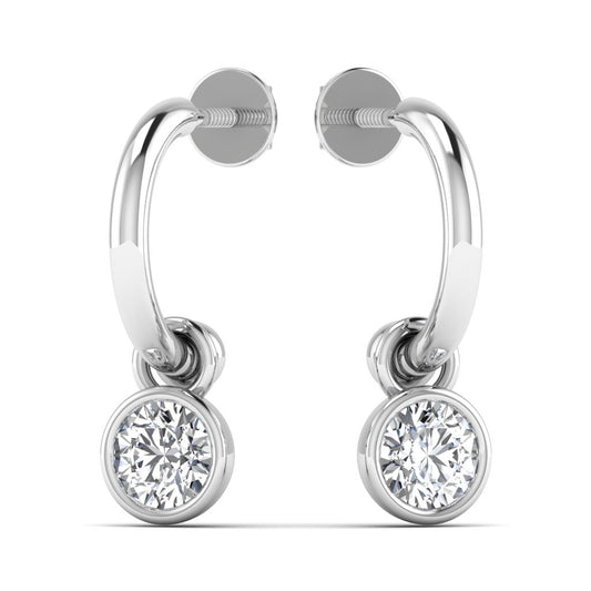 Single Solitaire Silver Moissanite Drop Earring