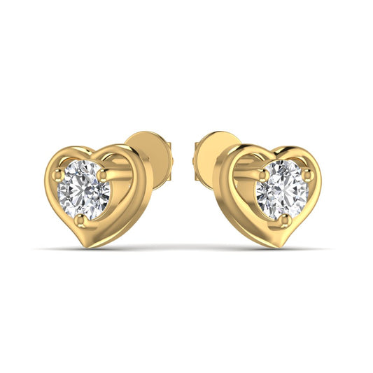 Beautiful Heart Design Diamond Stud Earring