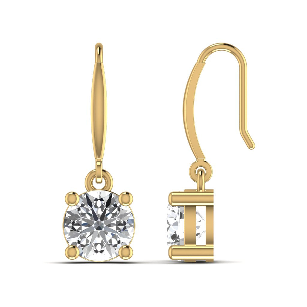 Round Diamond Drop Earrings