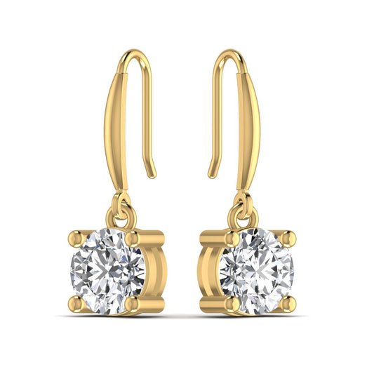 Solitaire Round Diamond Drop Earring