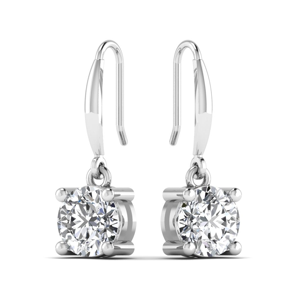 Round Diamond Drop Earrings