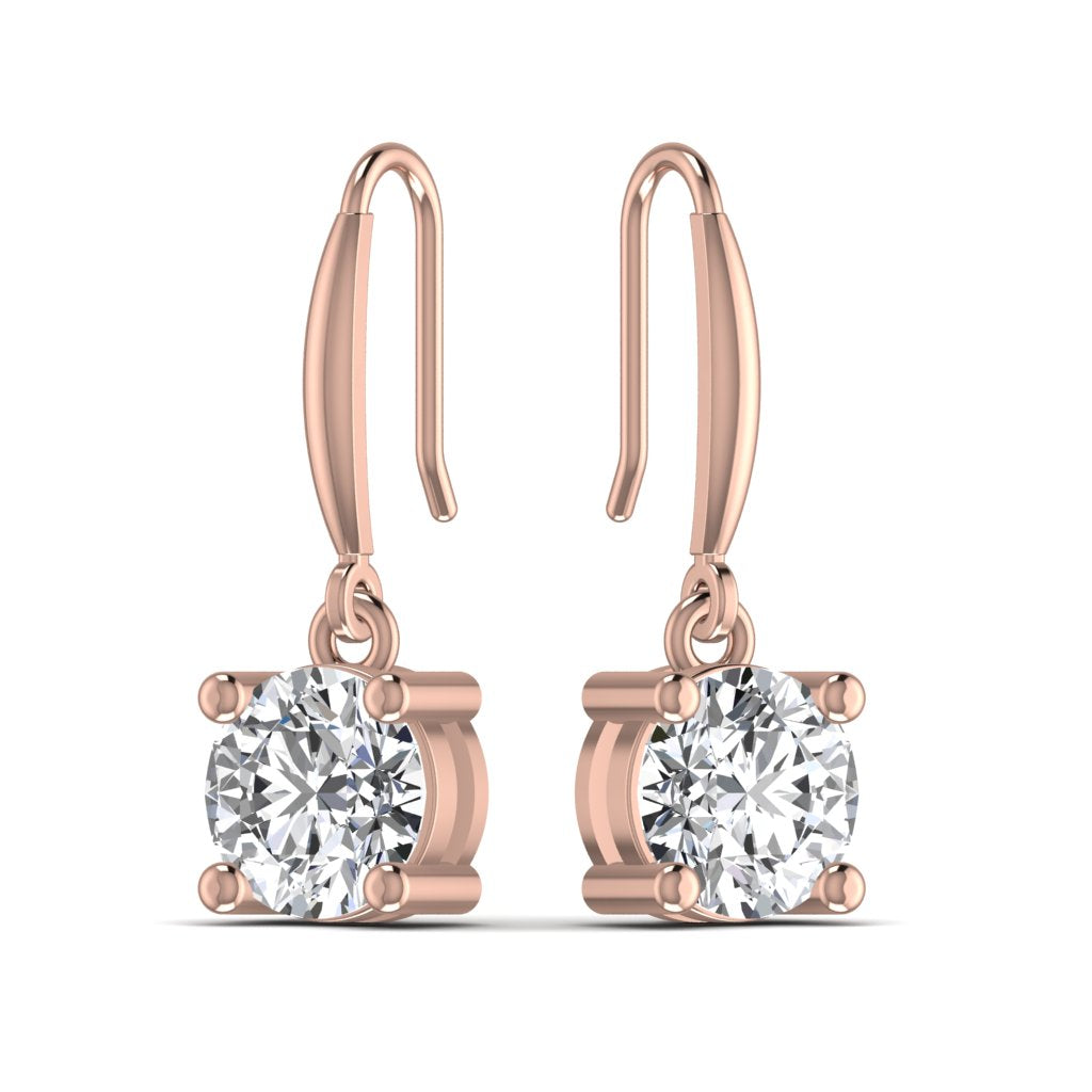 Round Diamond Drop Earrings