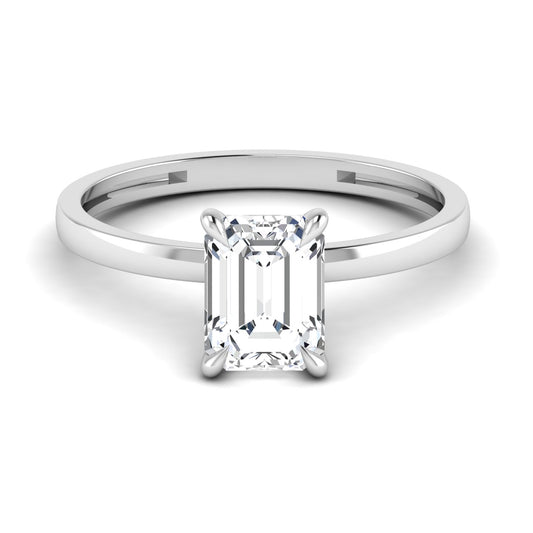 Solitaire 2CT Moissanite Emerald Silver Ring