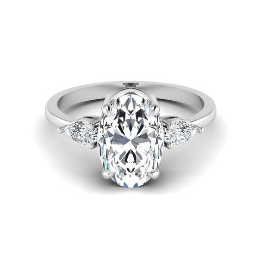 Oval and Pear 3.5CT Moissanite Silver Ring