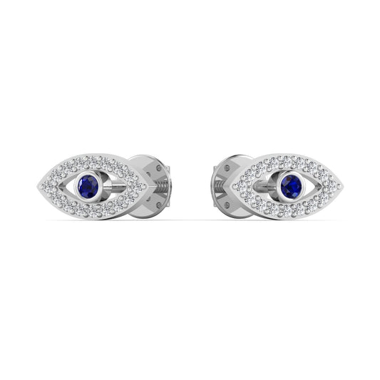 Evil Eye Silver Stud Earrings