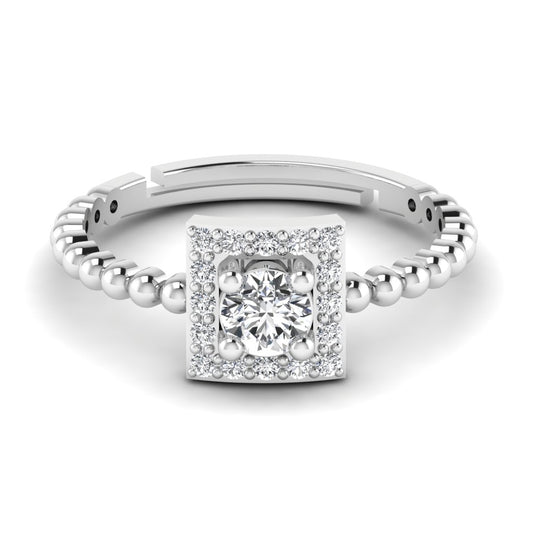 Sheeny Solitaire Silver Ring