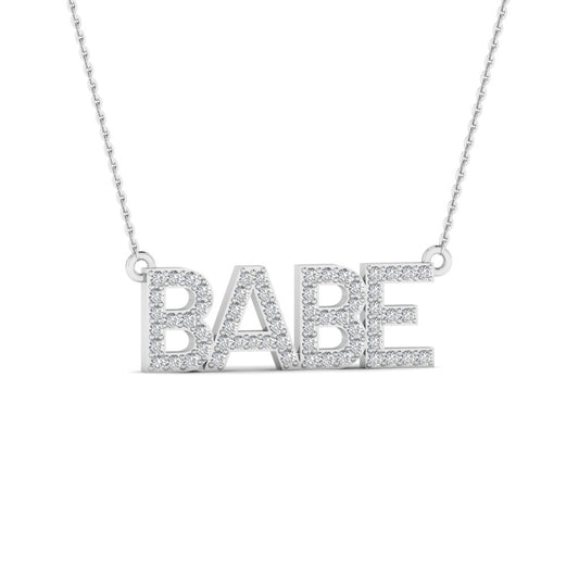 Elegant 'BABE' Letter 925 Silver Pendant Necklace