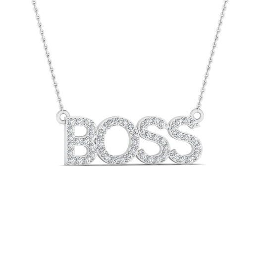 'BOSS' Letter Silver Pendant Necklace