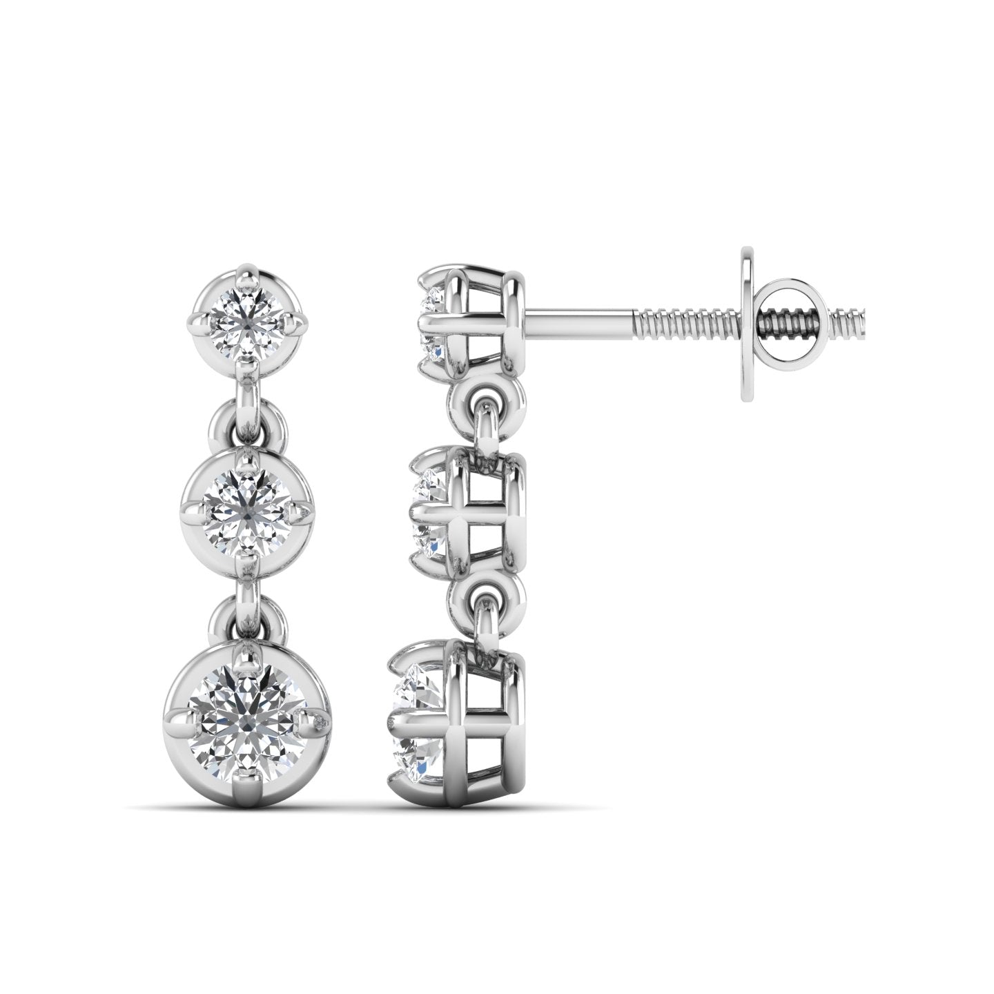 3 3/4 Diamond Cut Four Station Diamond Drop Dangle Earrings order 925 Sterling Silver