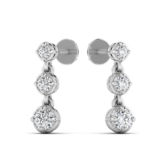 Three Stone 925 Silver Drop Earrings