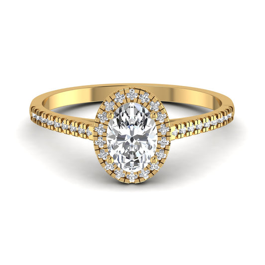 Center Oval Diamond Engagement Ring