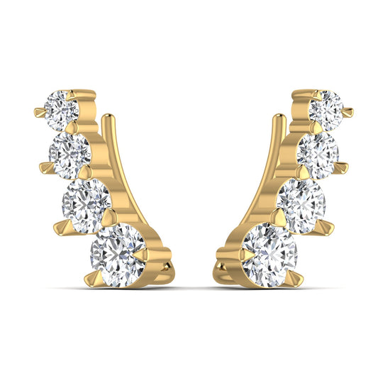 Gleaming Diamond Cuff Stud Earring