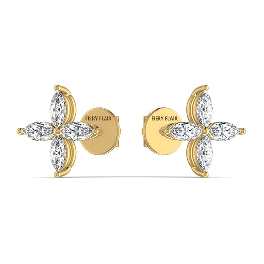 Marquise Flower Stud Diamond Earring