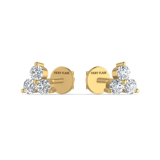 Triple Diamond Stud Earring