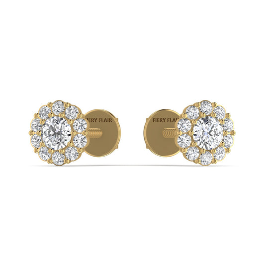 Round Cluster Diamond Stud Earring