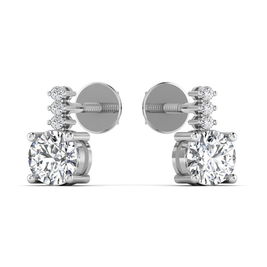 Silver Moonlit Solitaire Stud Earring