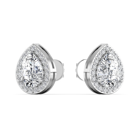 Silver Pear Shaped Stud Earring