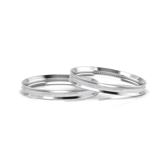 Double Line Design Silver Bangle