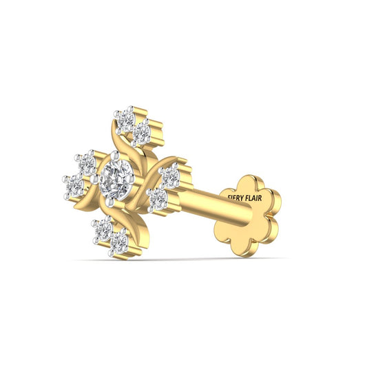 Flourish Design 0.08CT Diamond Nose Pin