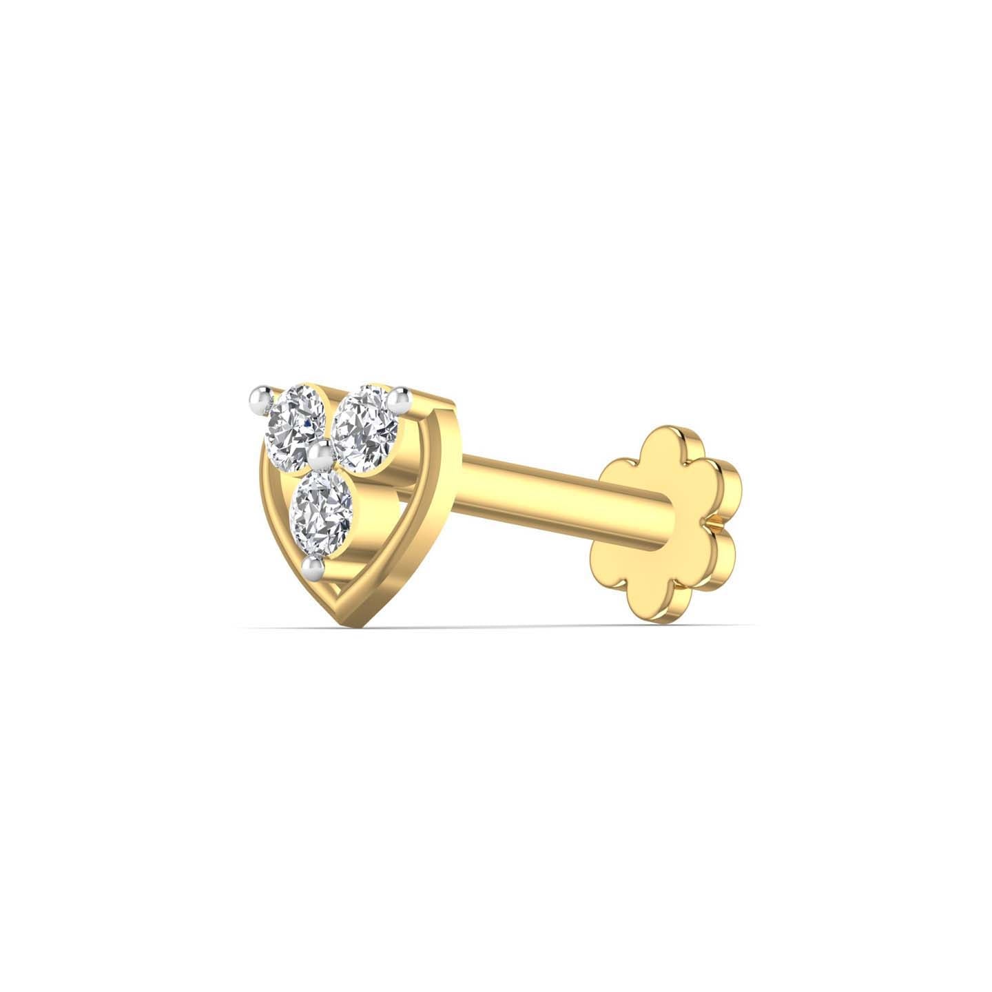 Three Stone Diamond Nose Pin