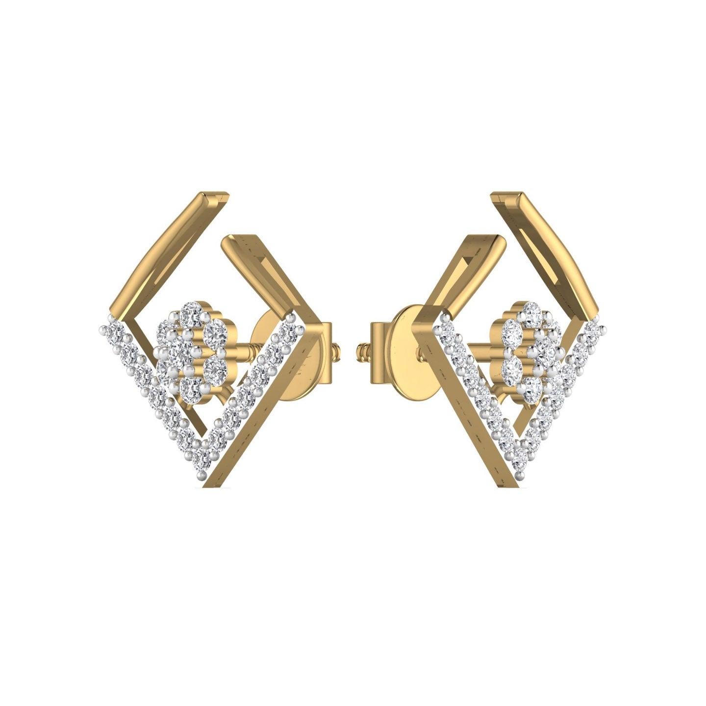 Square Open Diamond Stud Earrings