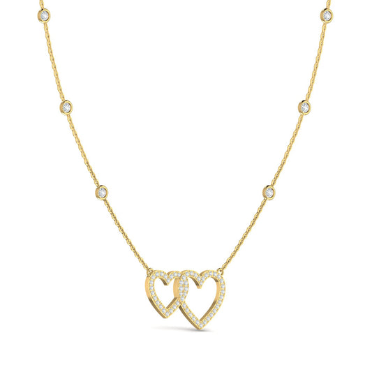 Heart 0.75CT Diamond Station Necklace