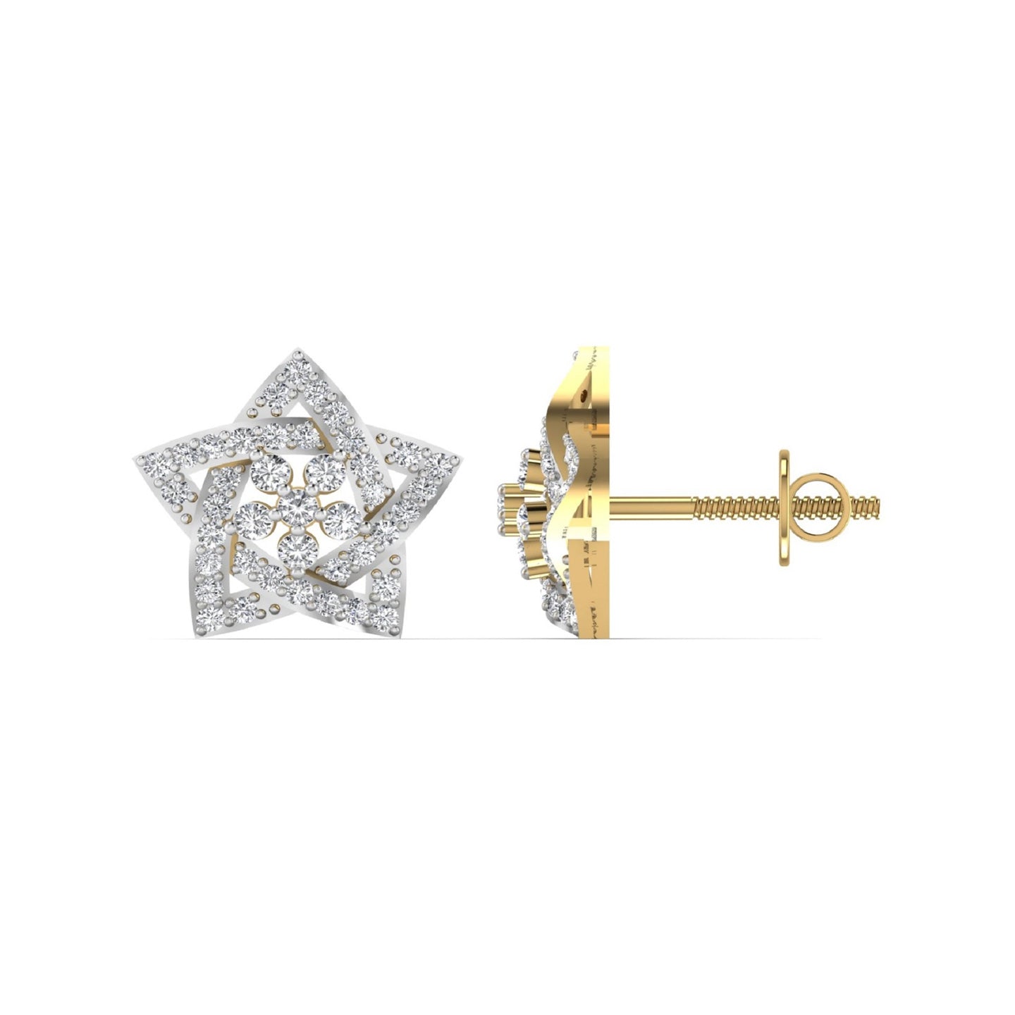 Gold Diamond Stud Earring