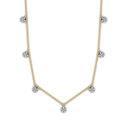 Flower Design 0.45CT Diamond Station Necklace