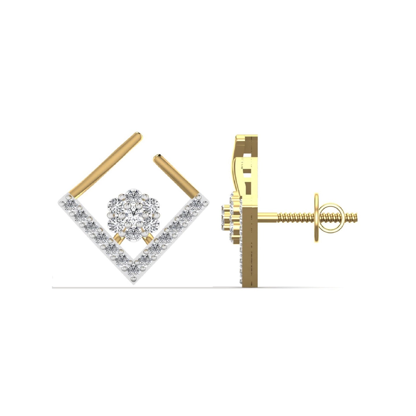 Square Open Diamond Stud Earrings