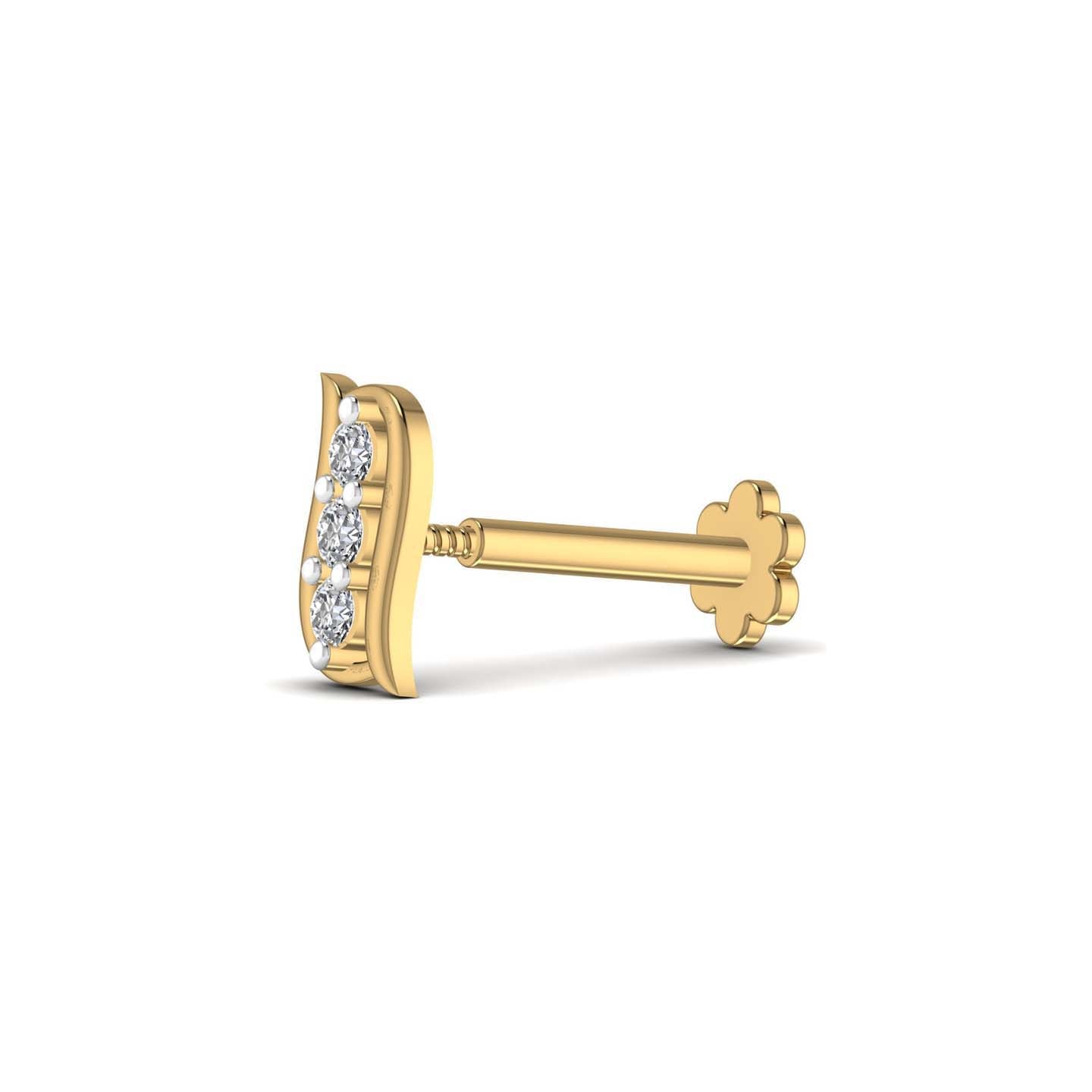 Three Stone Diamond Nose Pin