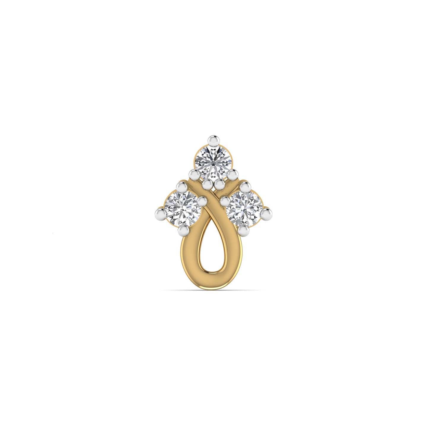 three stone diamond nose pin