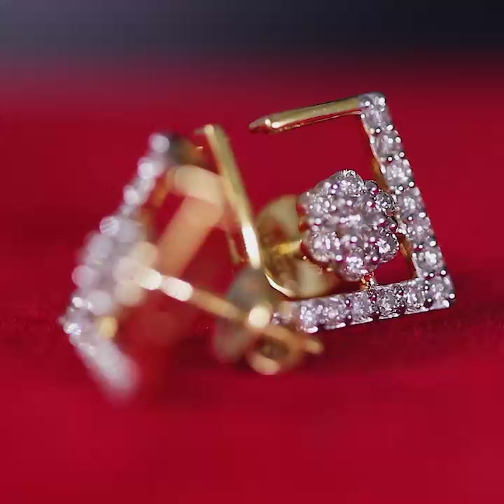 Square Open Diamond Stud Earrings